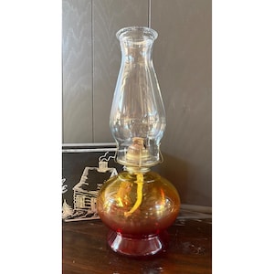 Amberina Glass Oil Lamp - Etsy