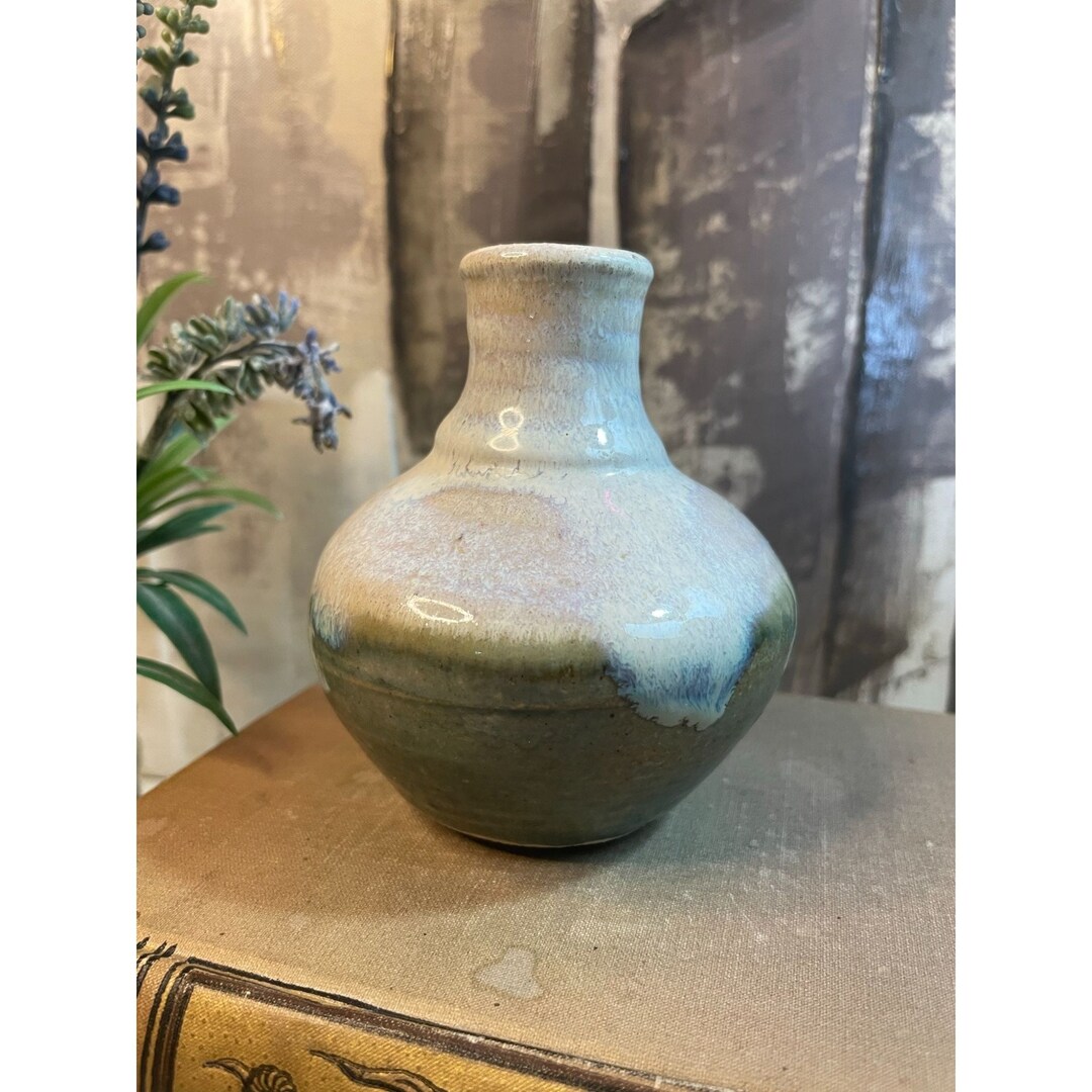Vintage Studio Art Pottery Drip Glaze Ceramic Bud Vase Signed by Artist ...