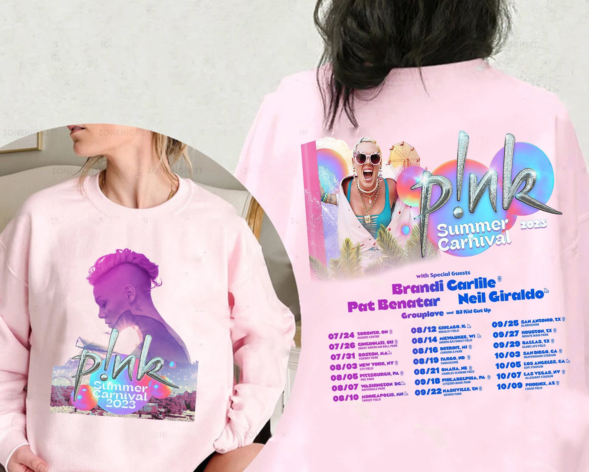 Discover P!nk Tour 2023 2 sides Sweatshirt, Summer Carnival Tour Sweatshirt