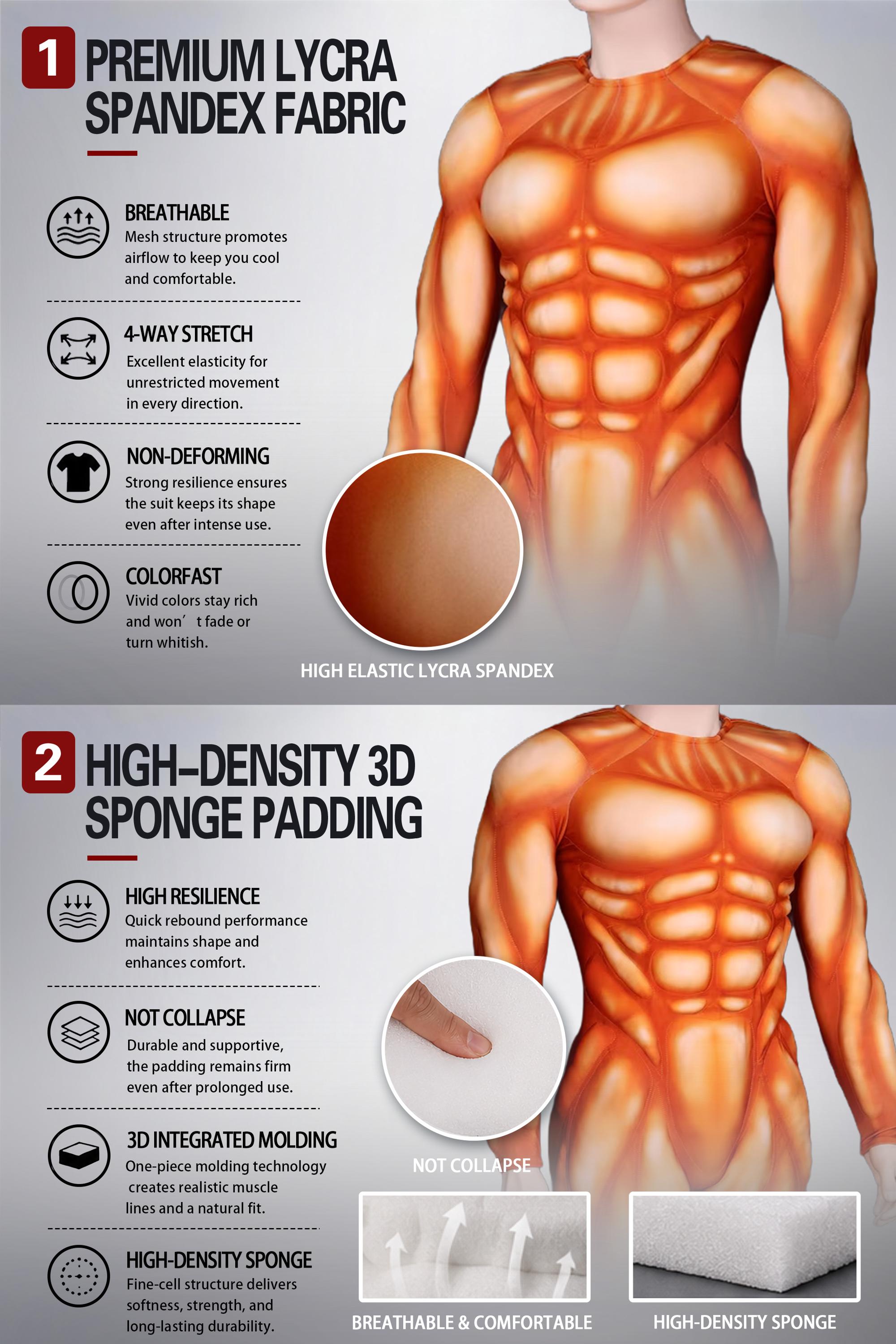 Orange Muscle Bodysuit – Custom Stretch Cosplay Suit for Base Layer ...
