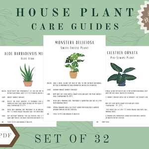 Paquete de guía para el cuidado de plantas de interior / 32 tarjetas para el cuidado de plantas imprimibles digitalmente / Consejos para plantas de interior / Producto digital / PDF imprimible