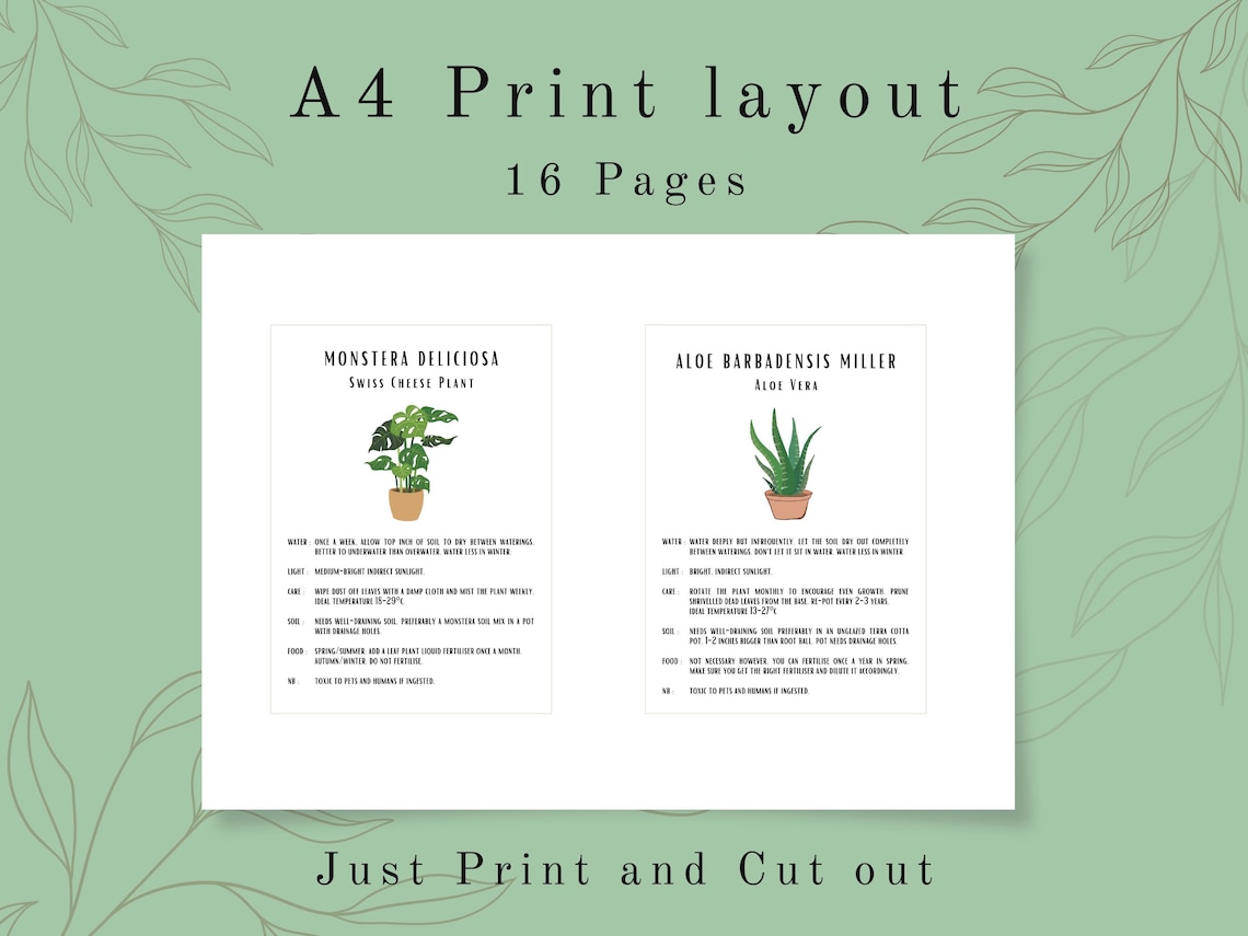 House Plant Care Guide Bundle | 32 Digital Printable Plant Care Cards | Indoor Plant Tips ...