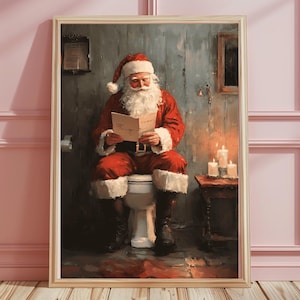 Christmas Santa Bathroom Wall Art, Bathroom Wall Art, Santa Claus Print, Bathroom Print Gift, Vintage Santa, Home Decor, Digital Download