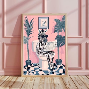 Animal Zebra Toilet Print, Zebra Wall Art, Funny Toilet Print, Funny Bathroom Wall Art, Home Decor, Funny Zebra Gifts, Digital Download