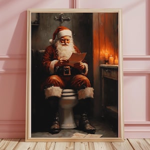 Arte murale per il bagno di Babbo Natale, Arte murale per il bagno, Stampa di Babbo Natale, Regalo di stampa per il bagno, Babbo Natale vintage, Arredamento per la casa, Download digitale