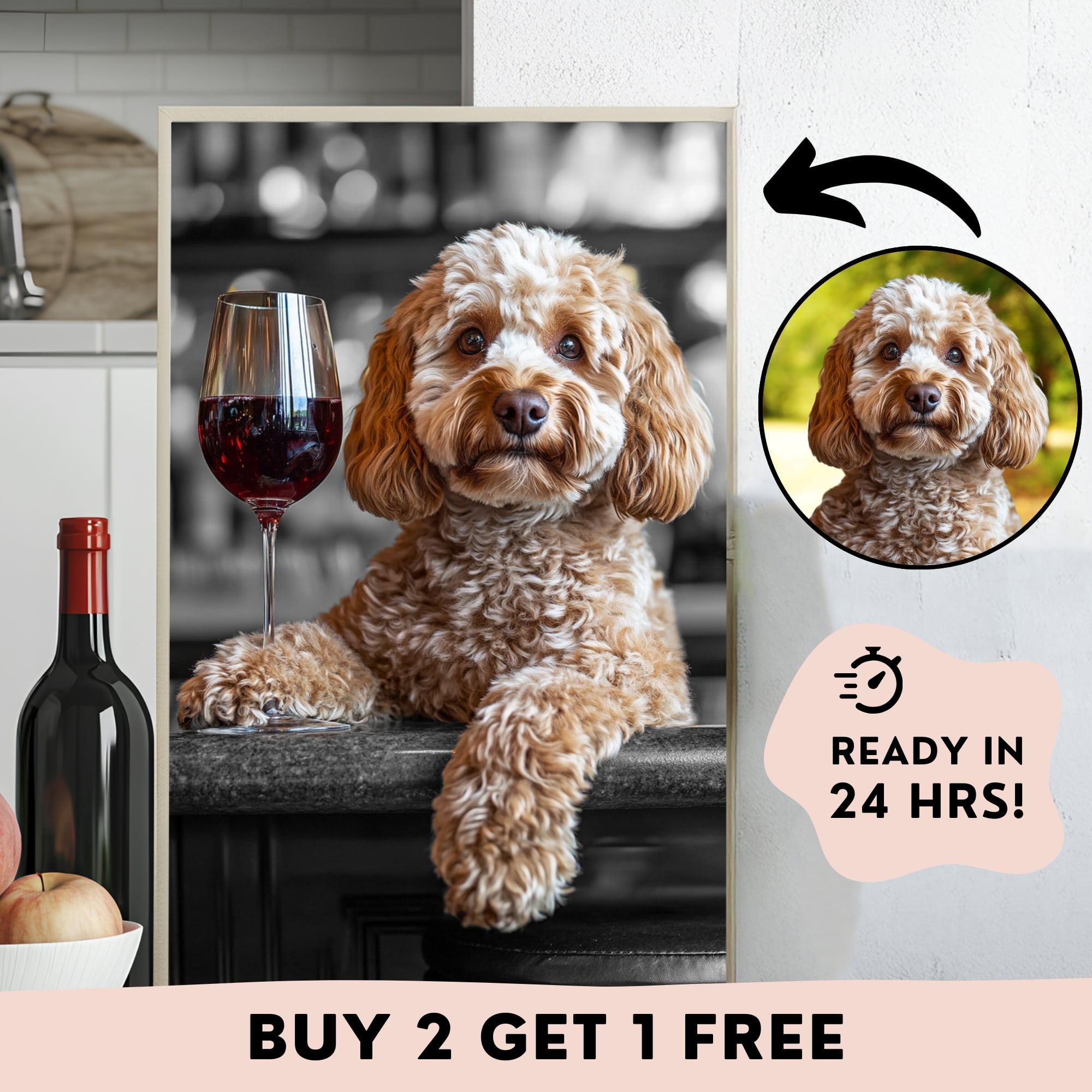 Custom Pet Portrait: Funny Dog Bar Cart Print (Digital Download)