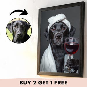 カスタムペットドリンクプリント、ペットポートレート、ビールアートの面白い犬、パーソナライズされたバーカートの装飾、バスタブにいる犬のポスター、ユニークなペット愛好家へのギフト