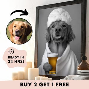 Benutzerdefinierter Hund trinkt Wein Druck, lustige Haustier Wandkunst, personalisierter Hund Wein Poster, Bar Dekor für Tierliebhaber, einzigartiges Geschenk für Weinhundemütter