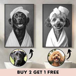 Custom Pet Portrait, Funny Dog Bathroom Wall Art, Personalized Dog in Bathtub Print, Pet Toilet Decor, Unique Gift for Dog Lovers Pet Owners