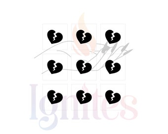 Broken Heart Stencils - Airbrush Nail Stencils