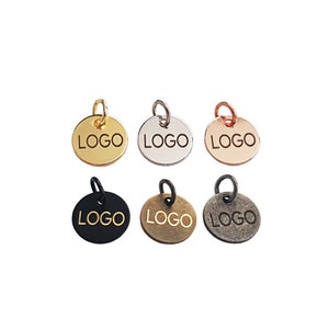 10mm Custom Jewelry Tag, Custom Engraved Logo, Custom Tag, Brand Tag, Laser Metal Tag, Brass Laser Tag, Brass Stamp, Laser Logo, Laser Tag