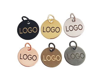 Etiqueta de joyería personalizada de 12 mm, logotipo grabado personalizado, etiqueta personalizada, etiqueta de marca, etiqueta de metal láser, etiqueta láser de latón, sello de latón, logotipo láser, etiqueta láser