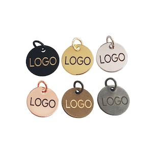 12mm Custom Jewelry Tag, Custom Engraved Logo, Custom Tag, Brand Tag, Laser Metal Tag, Brass Laser Tag, Brass Stamp, Laser Logo, Laser Tag