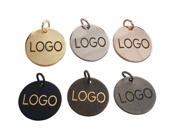 16mm Custom Jewelry Tag, Custom Engraved Logo, Custom Tag, Brand Tag, Laser Metal Tag, Brass Laser Tag, Brass Stamp, Laser Logo, Laser Tag