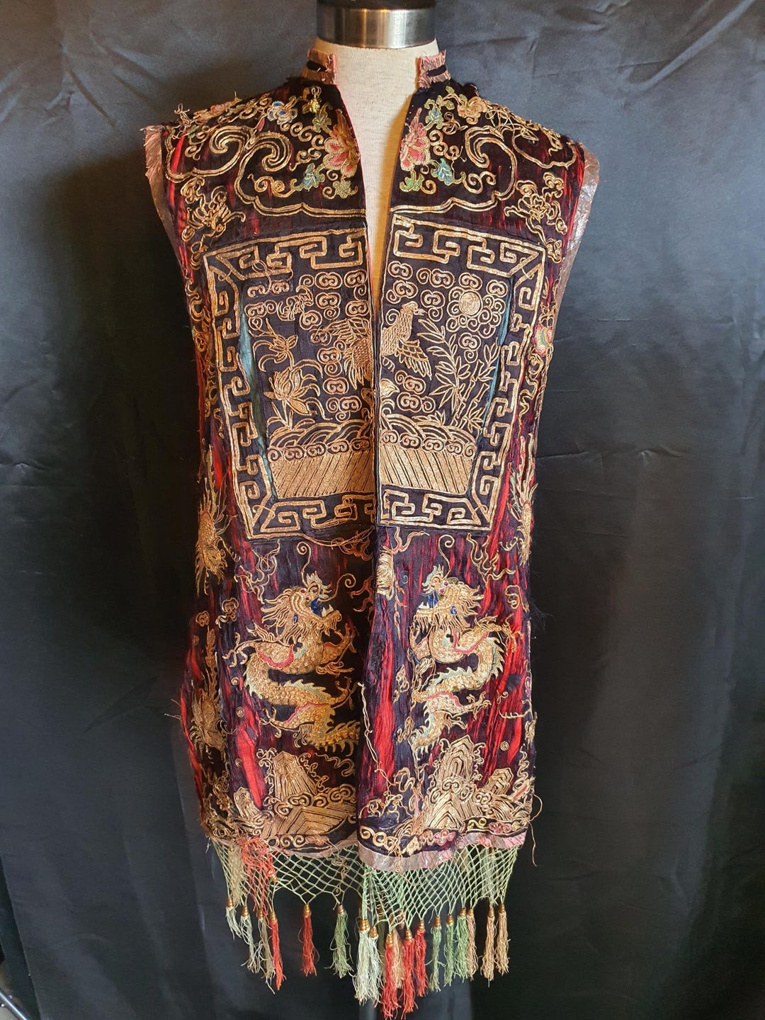 Antique Qing Chinese Embroidered Robe Xiapei - Etsy
