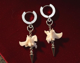 Real Snake Bone Earrings – Gothic Oddities Jewelry – Handmade Ethical Bone