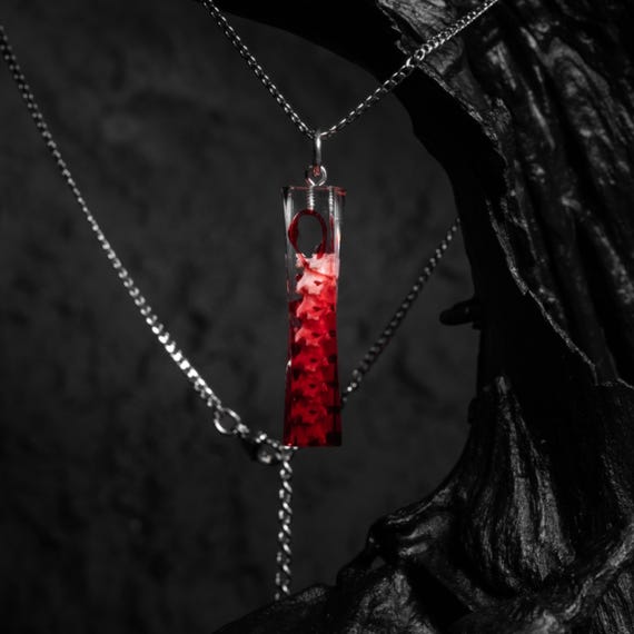 Snake Bone Pendant in Resin, Taxedermy jewelry, Blood Gothic Oddities Statement Necklace