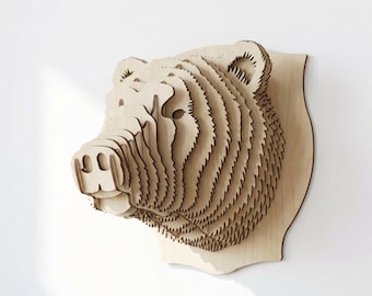 Small 3D Bear Head Wall Decor Puzzle – 20 cm Polywood Faux Taxidermy Animal Wall Art Gift