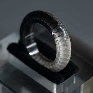 Handmade Snake Vertebrae Bone Ring, Clear Resin Oddities Jewelry, Ying Yang Band