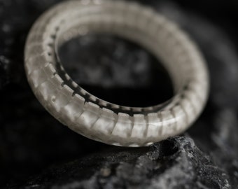 Handmade Snake Bone Ring, Epoxy Resin Jewelry