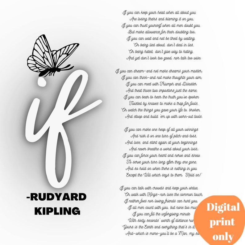 If Poem by Rudyard Kipling Printable Wall Art - Etsy