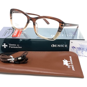 New model reading glasses, presbyopia, tired eyes, latest vintage fashion for women. Venice Cat Brown reading glasses