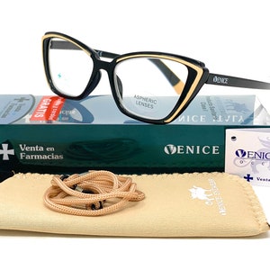 New model Reading glasses, presbyopia, eyestrain, latest fashion VINTAGE Fashion women. Venice MADISON black beige reading glasses