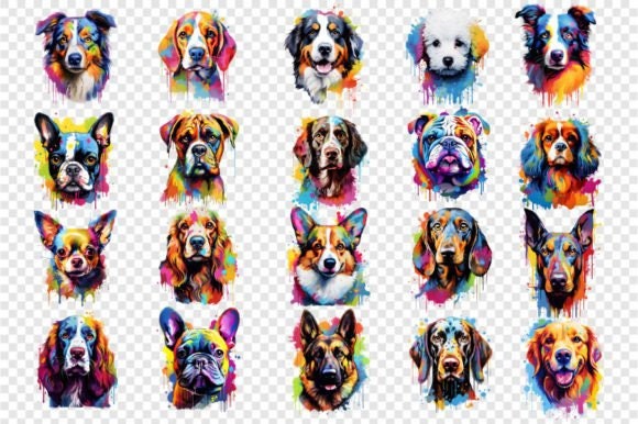 Sublimation PNG Dogs Clipart Colorful Splashes Scene Generator Part 1 ...