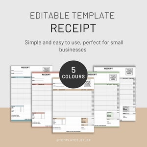 Microsoft Excel, Receipt Template, PDF receipt Template - Easy to use receipt template for businesses