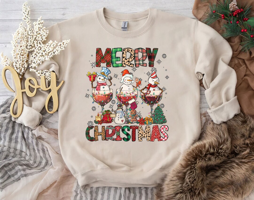 Christmas Wines Sweatshirt, Christmas Cocktails Sweater, Merry