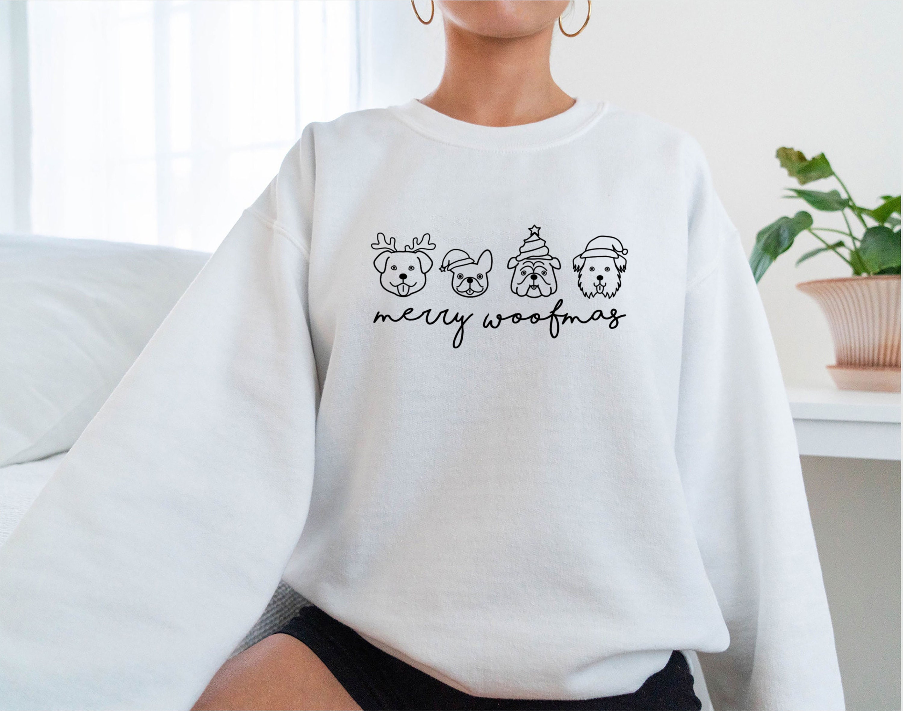 Discover Merry Woofmas Sweatshirt, Christmas Dog Sweatshirt, Dog Lover Shirt