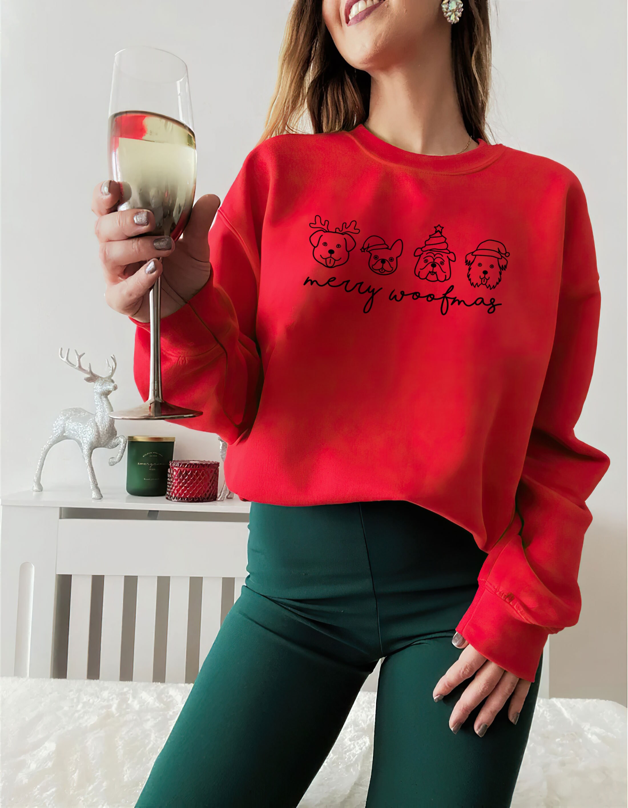 Discover Merry Woofmas Sweatshirt, Christmas Dog Sweatshirt, Dog Lover Shirt