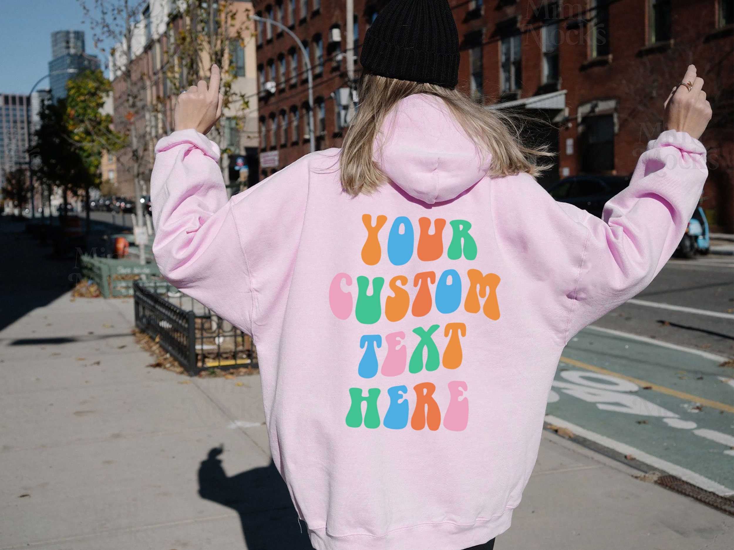 Your Custom Text Here on Back Sweatshirt Hoodie Colorful - Etsy