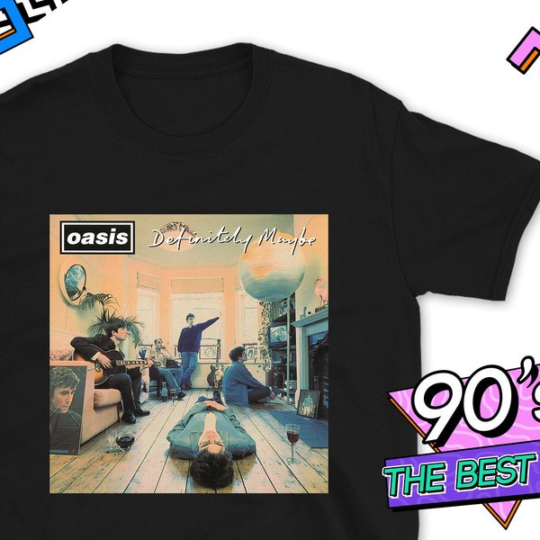 OASIS, DEFINITELY MAYBE - T-Shirt Unisex English Rock Band Uk 80s 90s 00s Original Cover Rare Album Poster Retro Classic Oldies Man Woman