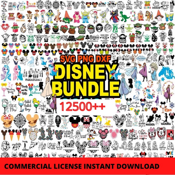 12500+Bundle Svg Png Dxf, Cricut Mickey Minnie SVG, Frozen svg, Winnie svg, Lion King SVG, Toy Story Svg Cricut Printable Clipart Silhouette