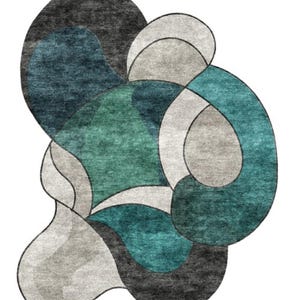 Handmade Tufted Modern Rug – Soft Wool Area Carpet Blue and multicolour , 8x10 / 9x12 / 10x14 / 12x15 Sizes