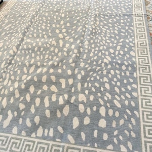 Modern Turkish Grey with cream Oushak Made to Order (In Any Size!) Geometric Knotted Modern Oushak rug/ large area/sage/muted oushak rug.