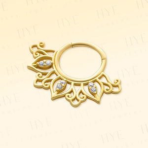 Cartilage Hoop Piercing, 14K Gold Diamond  Earring, 16G , 10mm, Zircon or Diamond Optional Hoop Clicker, Daith Earring, Helix Piercing