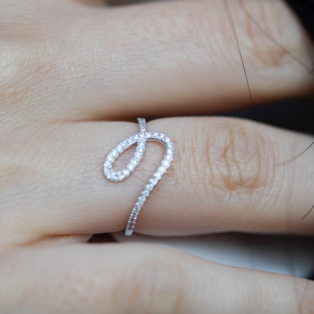 Loop Ring Gold Modern 14K Gold Diamond Loop Ring: Dainty Eternity Band - Etsy