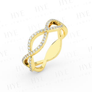 Infinity Ring, 14K Gold Diamond Wedding Ring, Gold Infinity Wedding Ring, Statement Ring, Diamond Engagement Ring, Stackable Infinity Ring