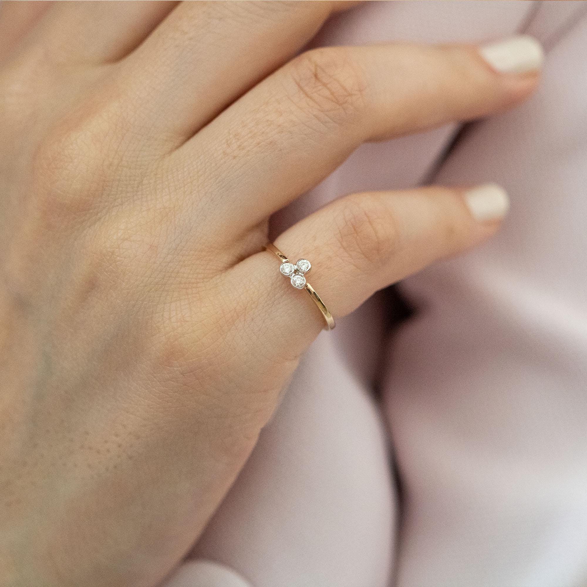 thumbnail image 2 of HAIAISO 14K Gold Plated Rings For Women Non-Tarnish Stackable Cubic Zirconia Rings Dainty 3 Pcs Pinky Ring Set Size 6 2 of 12