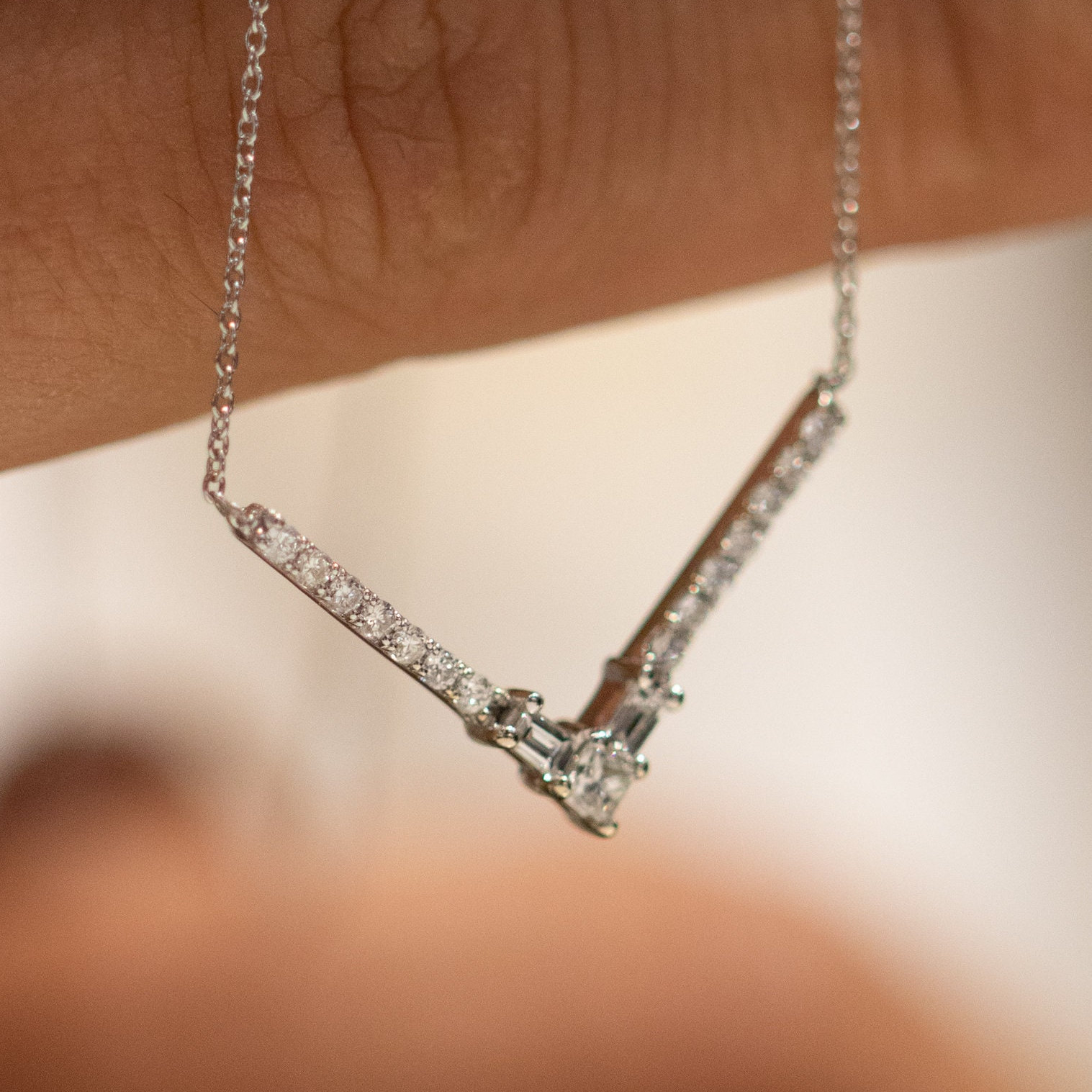 Vcagirest V-Shape Crystal Choker Necklace - Shiny Rhinestone Diamond Necklace Jewelry Gift For Women & Girls - View #9