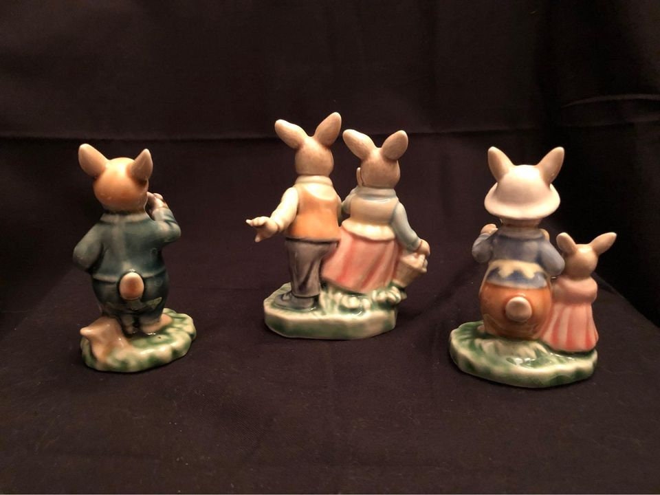 Figurines Vintage Rabbit Figurines Porcelain Set of 3 Etsy