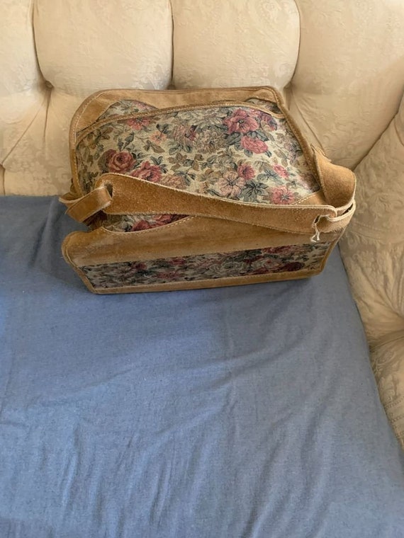 Suitcase, Vintage Large Suede & Carpet Mary Poppi… - image 2