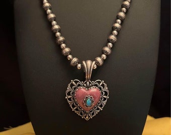 Carolyn Pollack Relios Vintage, Passende Halskette & Anhänger, Sterling 925, Rhodonit und Cabochon Edelsteine
