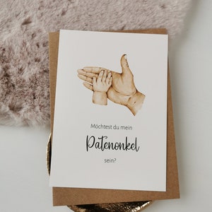 Patenonkel fragen | Möchtest du mein Patenonkel sein? | Postkarte mit oder ohne Umschlag | Geschenkset Taufpate | Taufe Geburt | Pateneltern