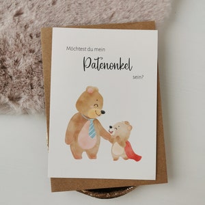Patenonkel fragen | Karte mit Umschlag | Möchtest du mein Patenonkel sein? | Geschenkset Taufpate | Taufe Geburt