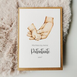 Patentante fragen Karte | Möchtest Du Meine Patentante Sein? | Schwangerschaft Verkünden | Geschenk Taufpatin Taufe Geburt Postkarte