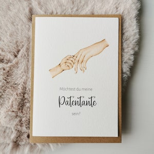 Patentante fragen Karte | Möchtest Du Meine Patentante Sein? | Schwangerschaft Verkünden | Geschenk Taufpatin Taufe Geburt Postkarte