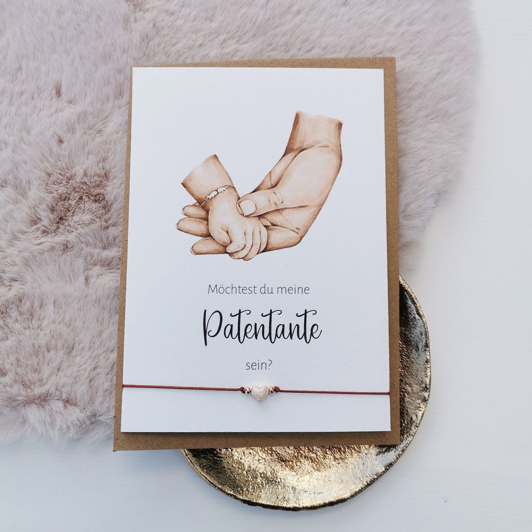 Patentante Geschenk Set | Armband Mit Holzschild & Karte - "Möchtest Du Meine Patentante Werden"